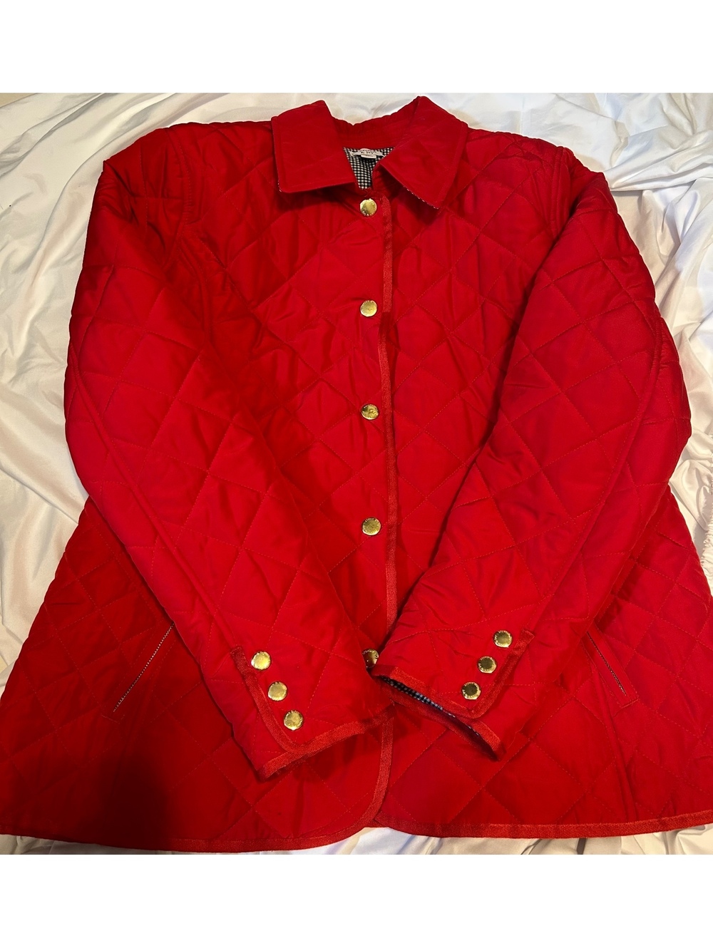 Crown & Ivy Women’s XL Red Quilted Jacket Gingham Lined